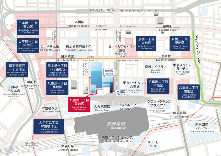 本施設はJR東京駅、大丸東京店の向かいに位置する八重洲一丁目東地区内に誕生します